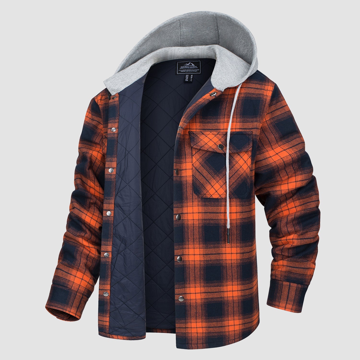 Hooded Quilted Jacket Warm Flannel Style