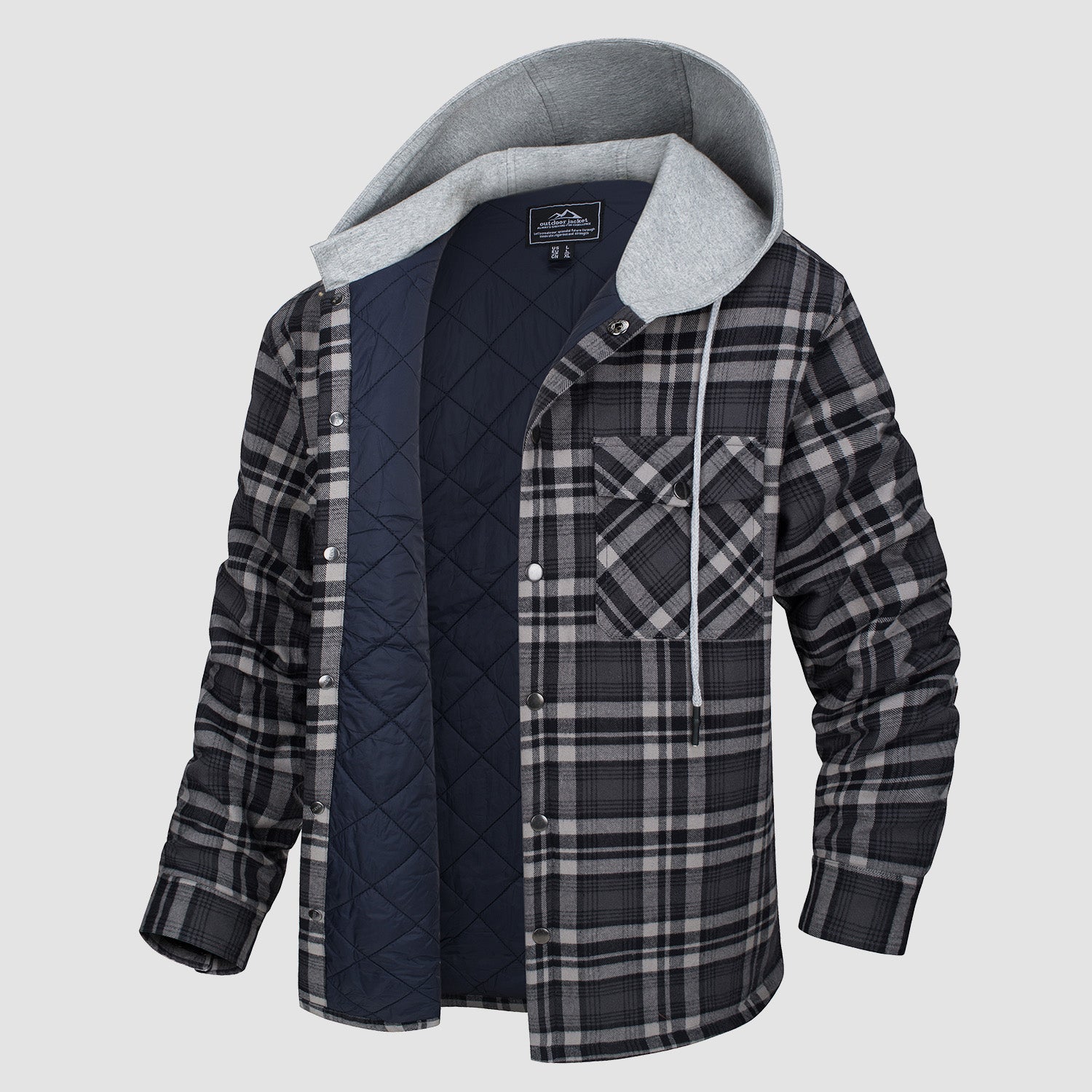 Hooded Quilted Jacket Warm Flannel Style