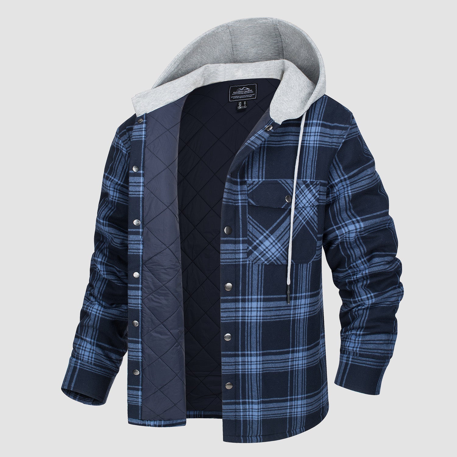 Hooded Quilted Jacket Warm Flannel Style