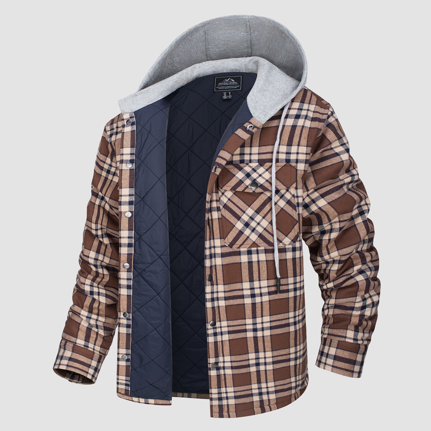Hooded Quilted Jacket Warm Flannel Style