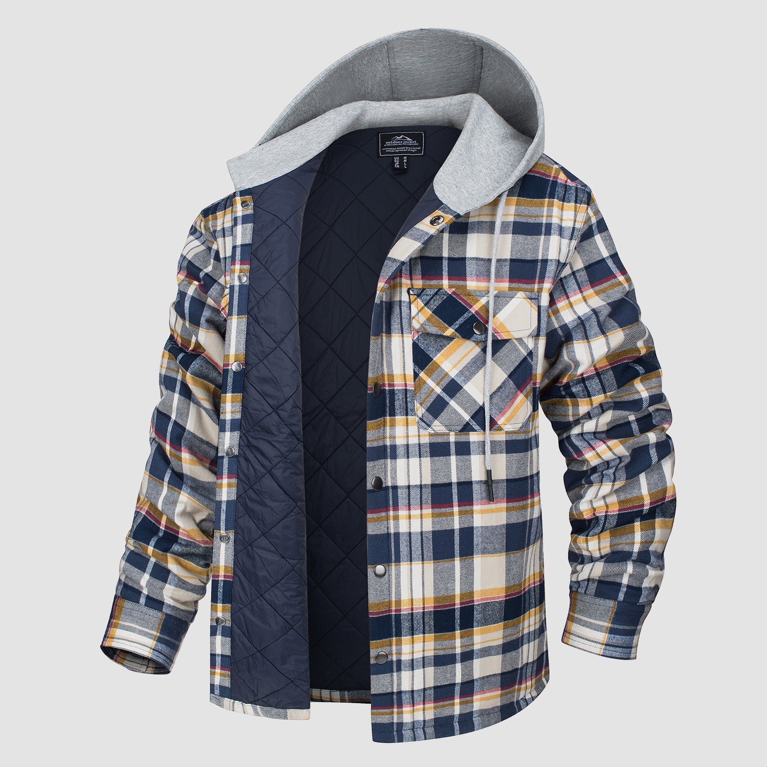 Hooded Quilted Jacket Warm Flannel Style