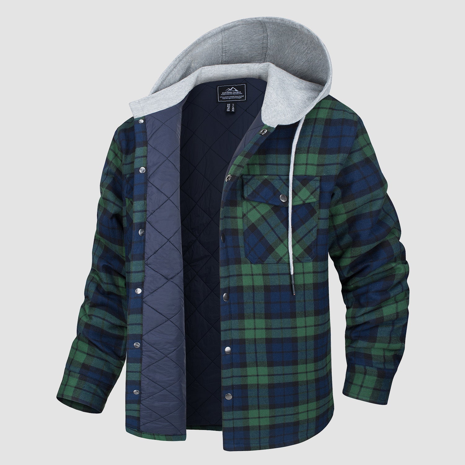 Hooded Quilted Jacket Warm Flannel Style