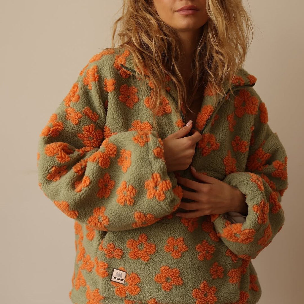Teddy fleece jacket with floral print, product photo