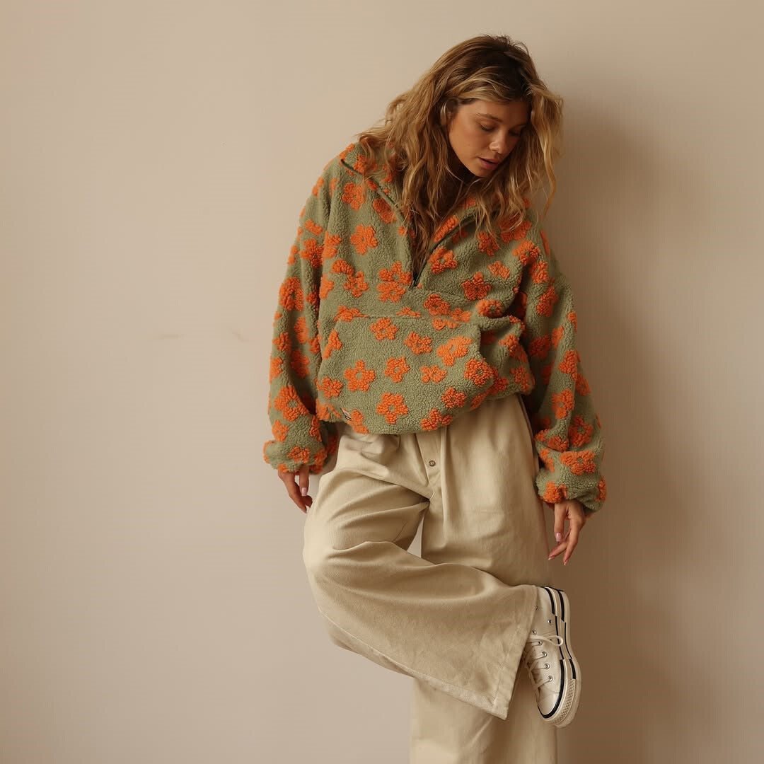 Teddy fleece jacket with floral print, product photo