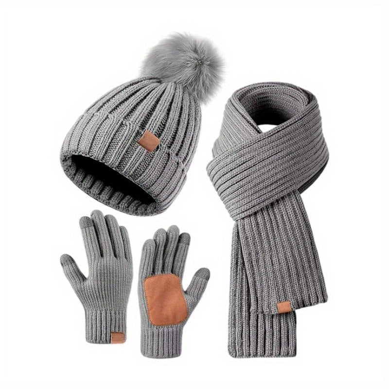 3-Piece Knit Set Hat, Scarf & Gloves