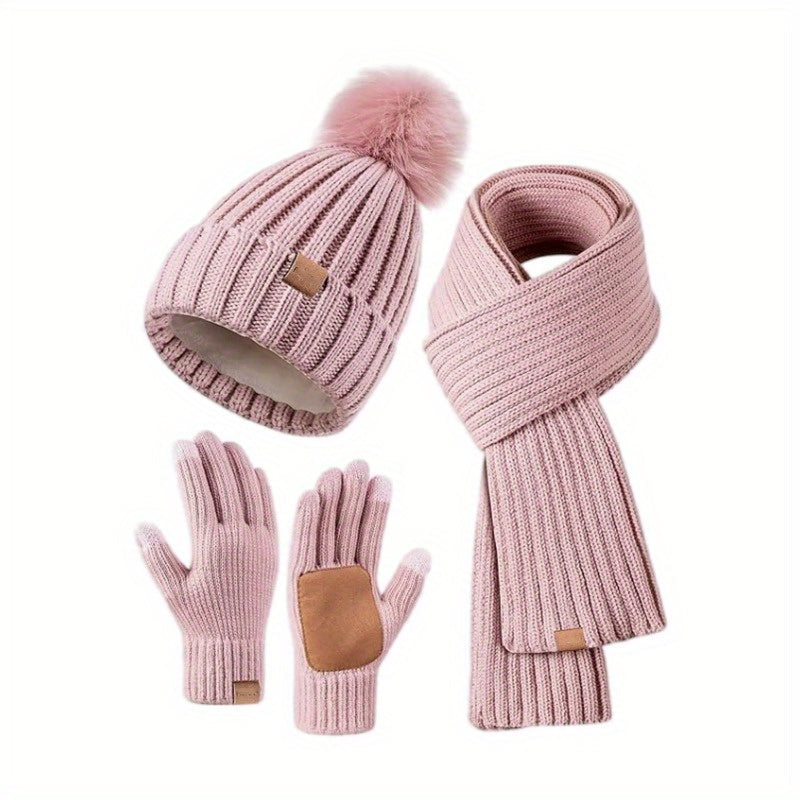 3-Piece Knit Set Hat, Scarf & Gloves
