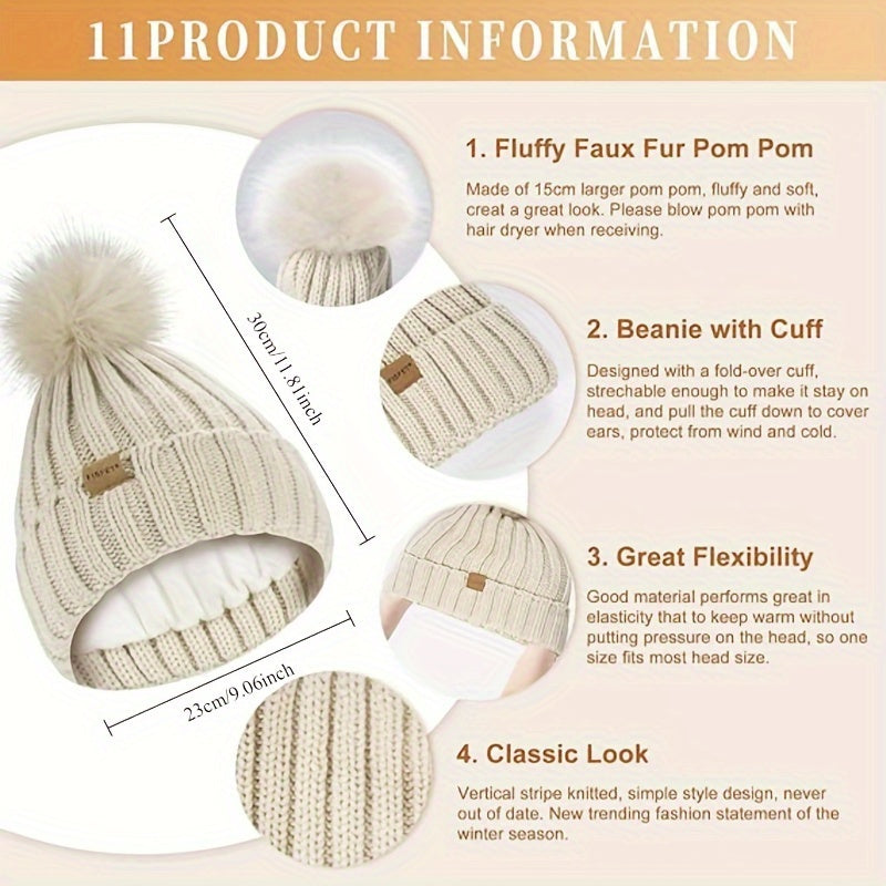 3-Piece Knit Set Hat, Scarf & Gloves