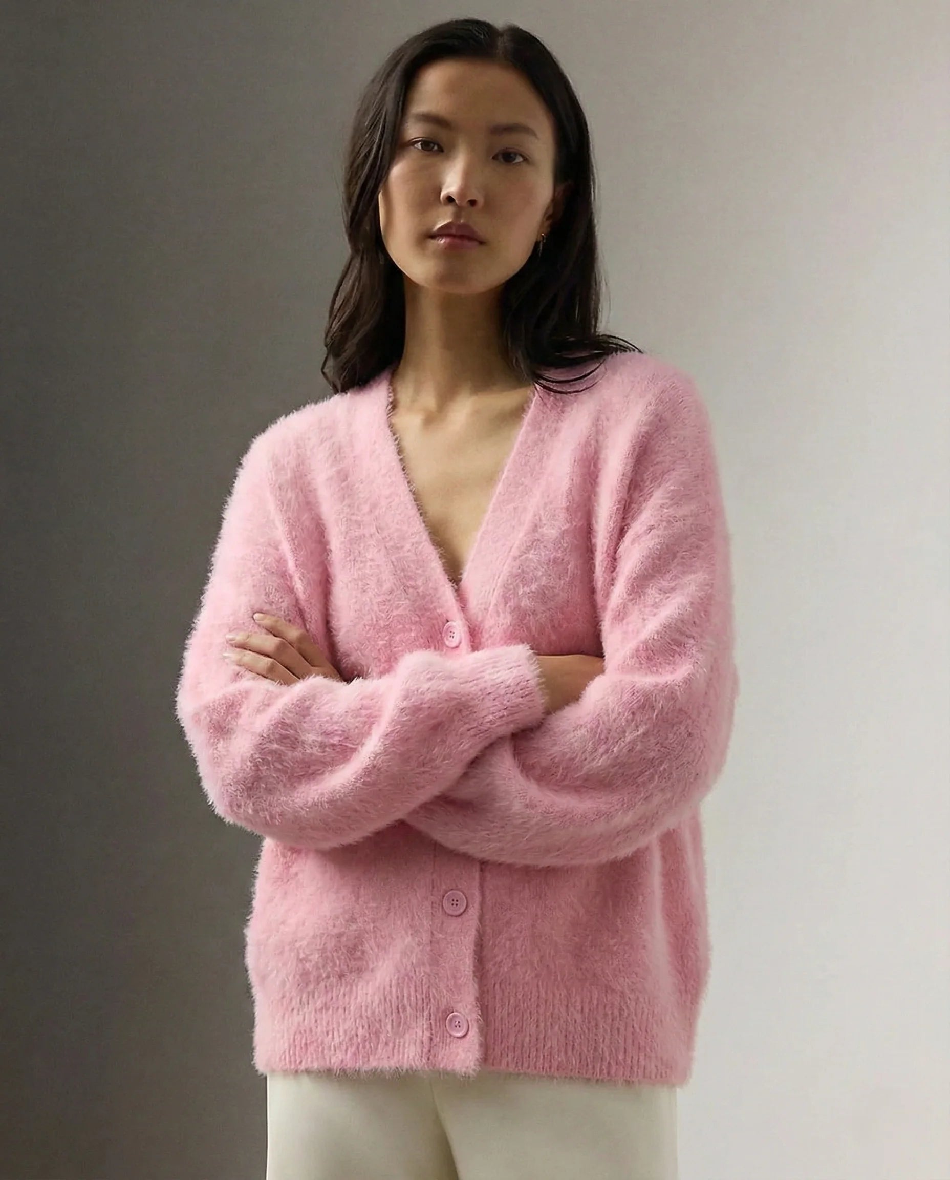Faux Fur Cardigan Oversized Cosy Knit