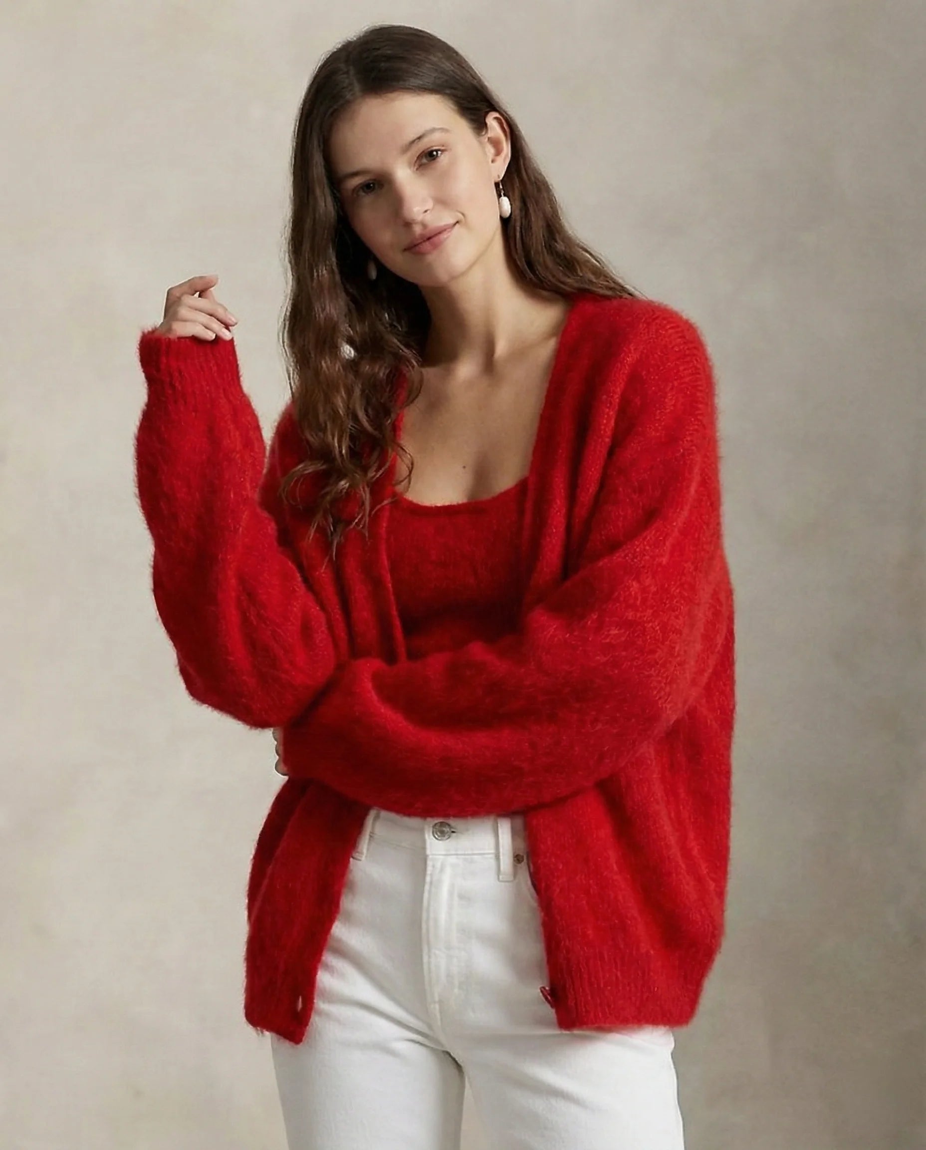 Faux Fur Cardigan Oversized Cosy Knit