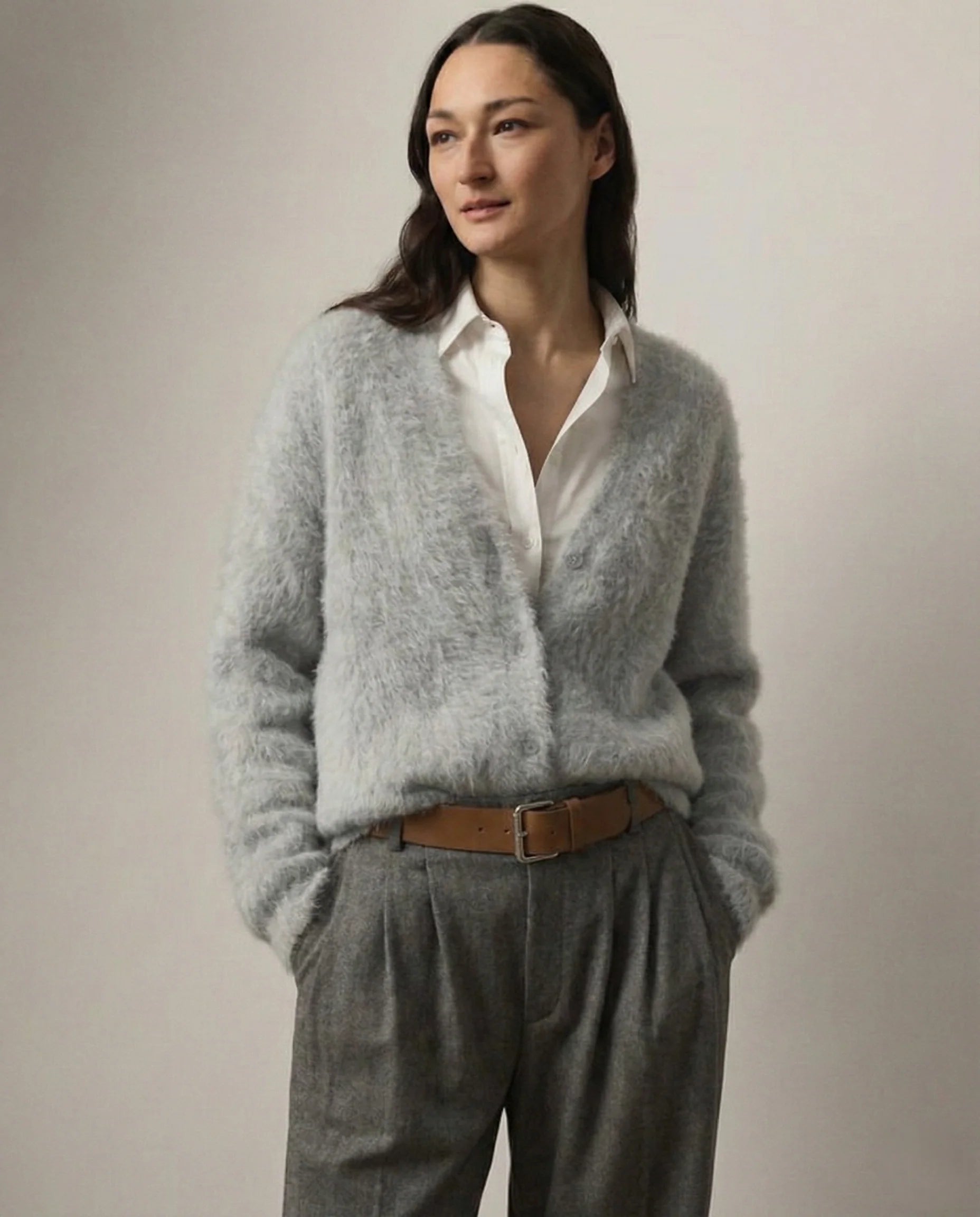 Faux Fur Cardigan Oversized Cosy Knit