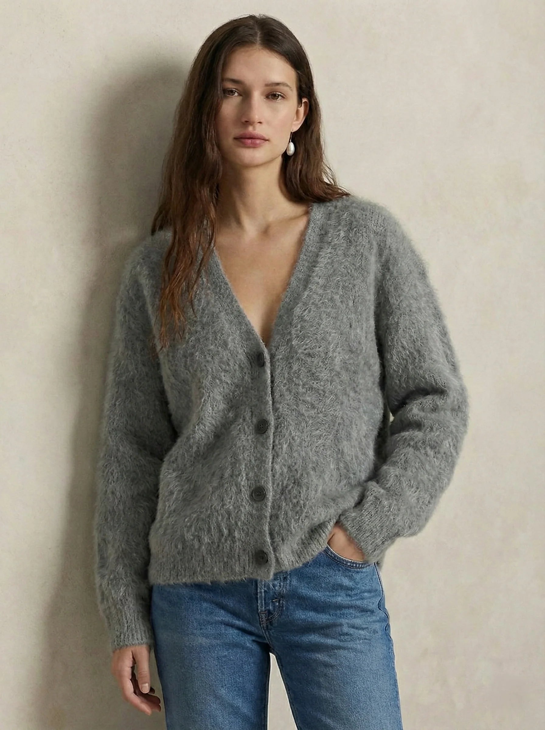 Faux Fur Cardigan Oversized Cosy Knit