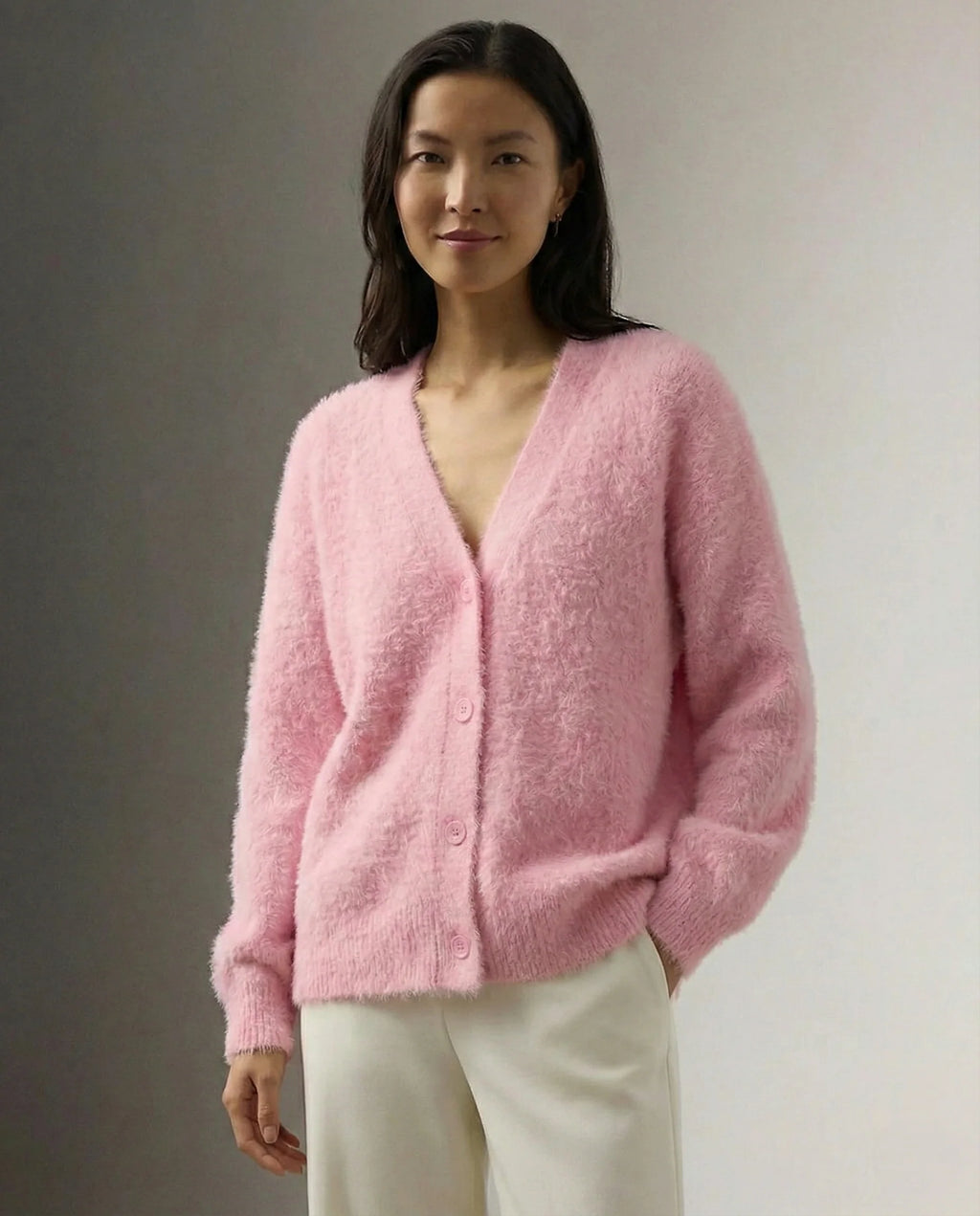 Faux Fur Cardigan Oversized Cosy Knit