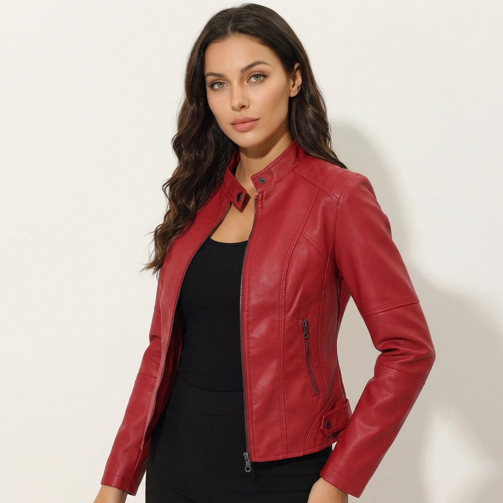 Faux Leather Jacket Tailored Fit