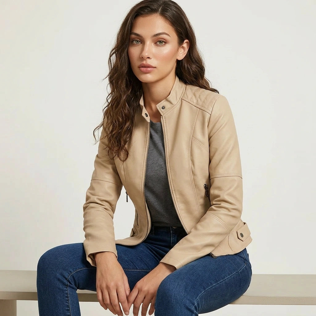Faux leather jacket tailored fit, product photo
