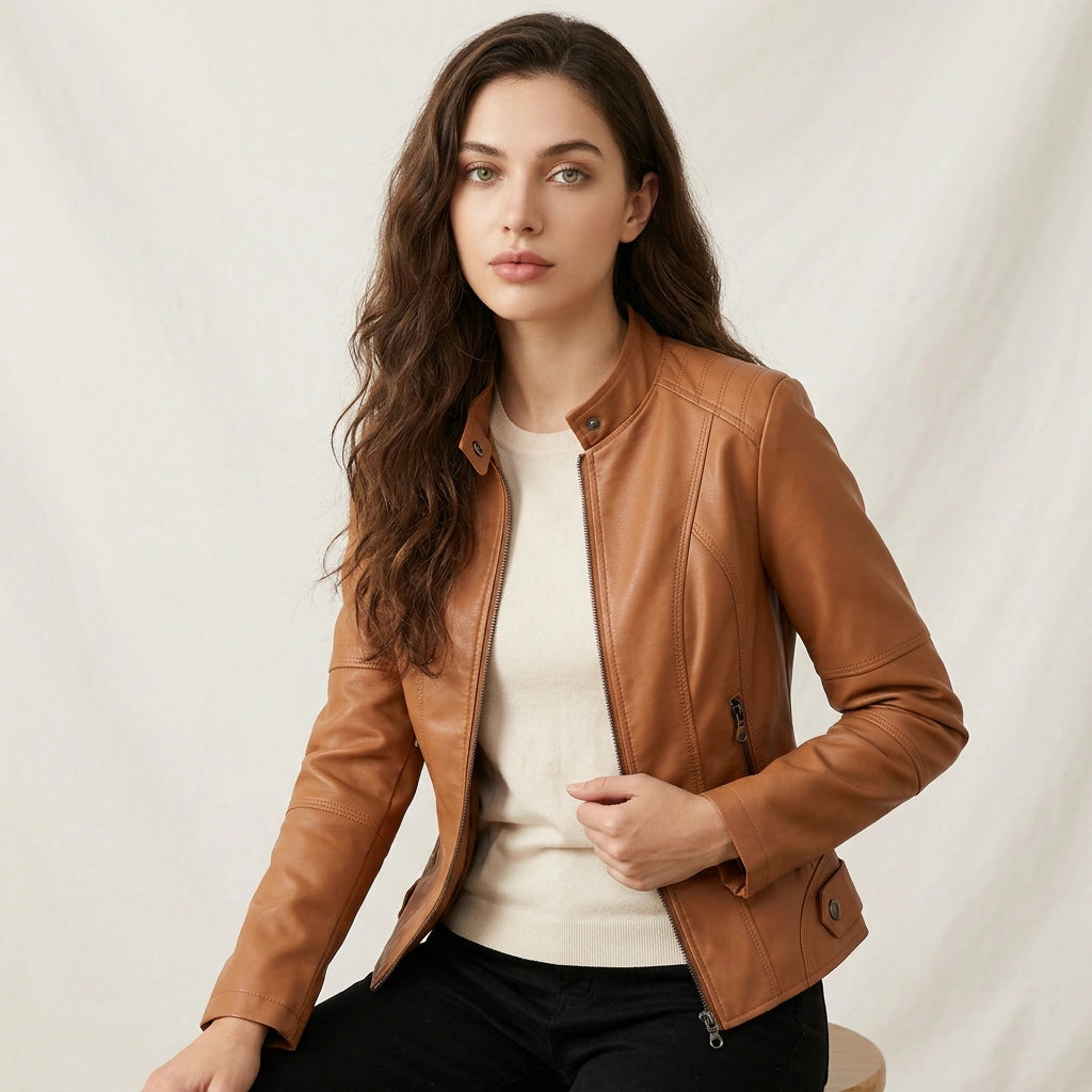 Faux Leather Jacket Tailored Fit