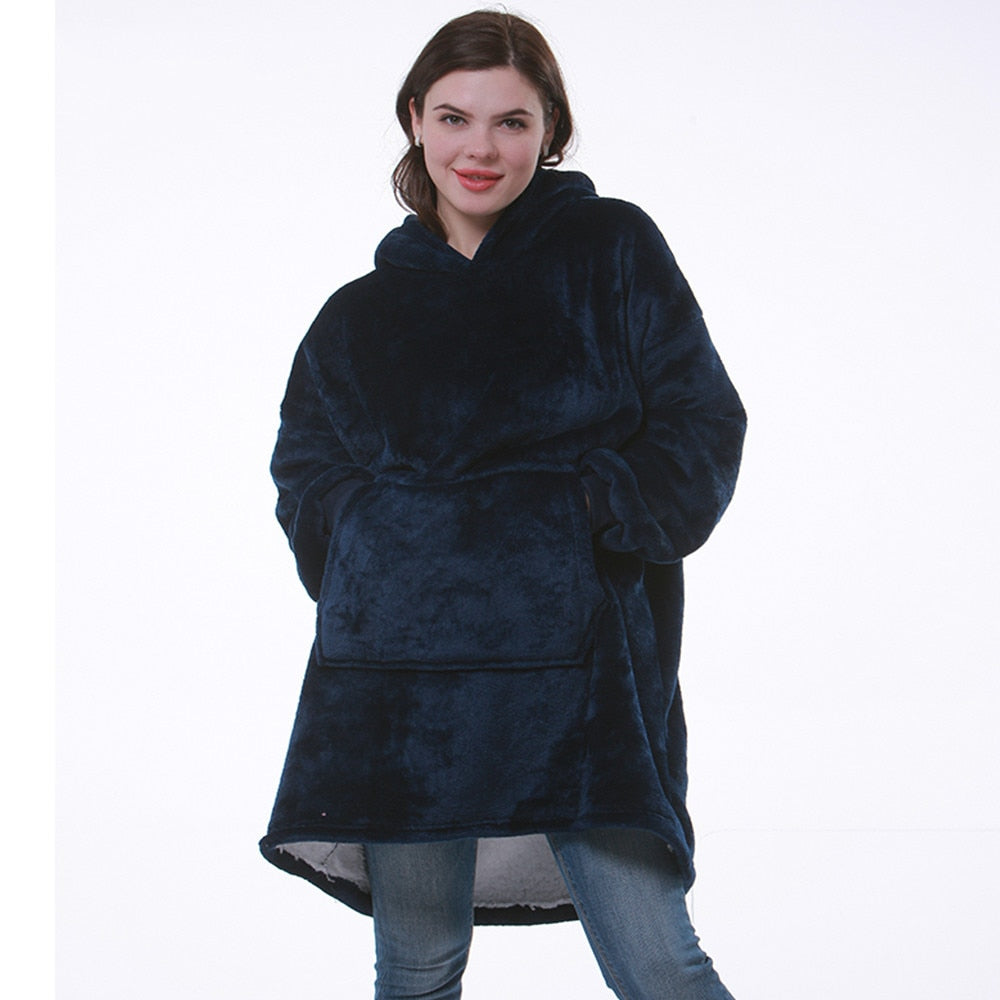 Oversized blanket hoodie in grey, front view