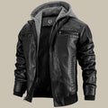 Hooded jacket with hidden zip in black, front view