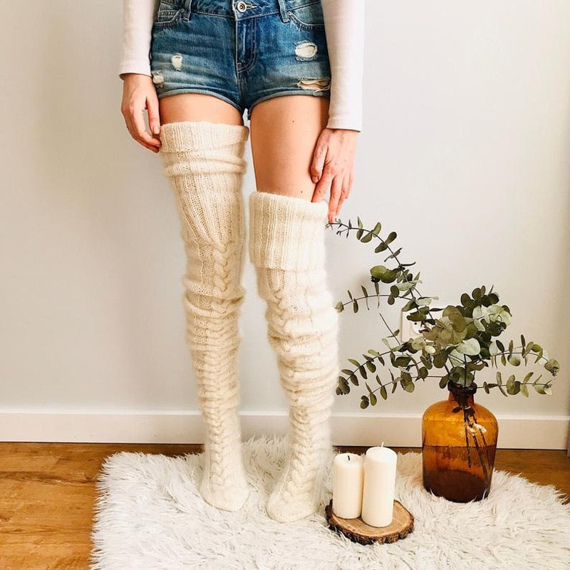 Over Knee Socks Wool Blend Warm Knit