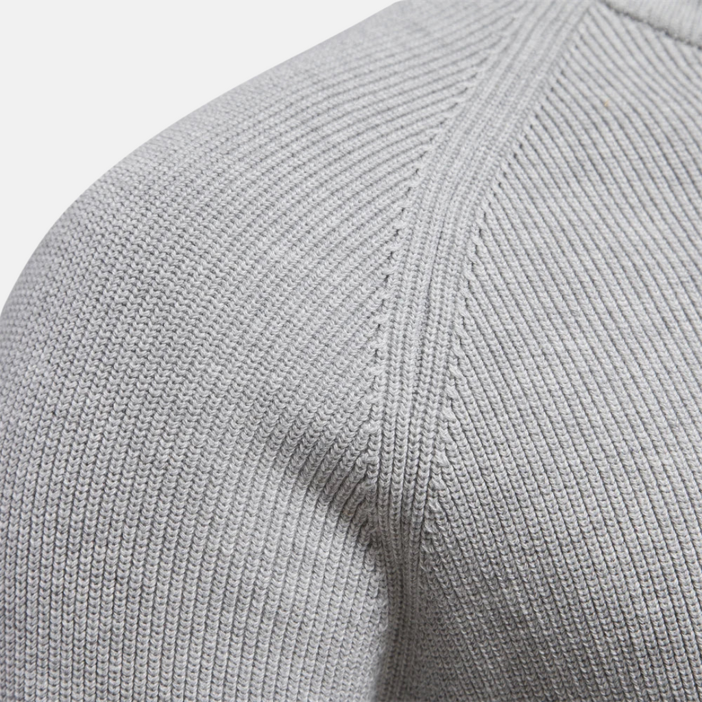Half Zip Jumper Ribbed Sleeves Stand Collar