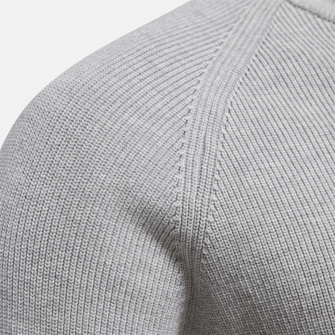 Half Zip Jumper Ribbed Sleeves Stand Collar