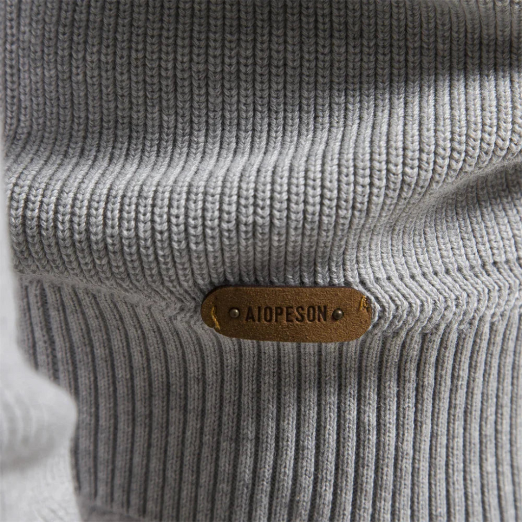 Half Zip Jumper Ribbed Sleeves Stand Collar