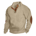 Classic crew neck knit jumper in beige, front view