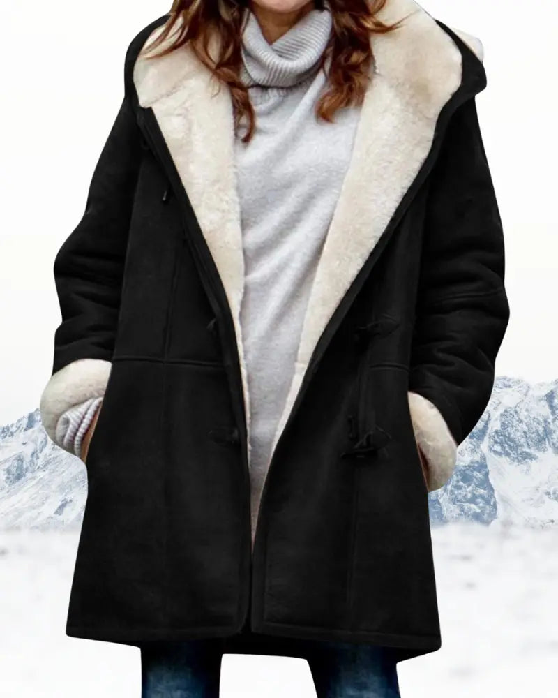 Hooded Coat Wool Look Knee Length