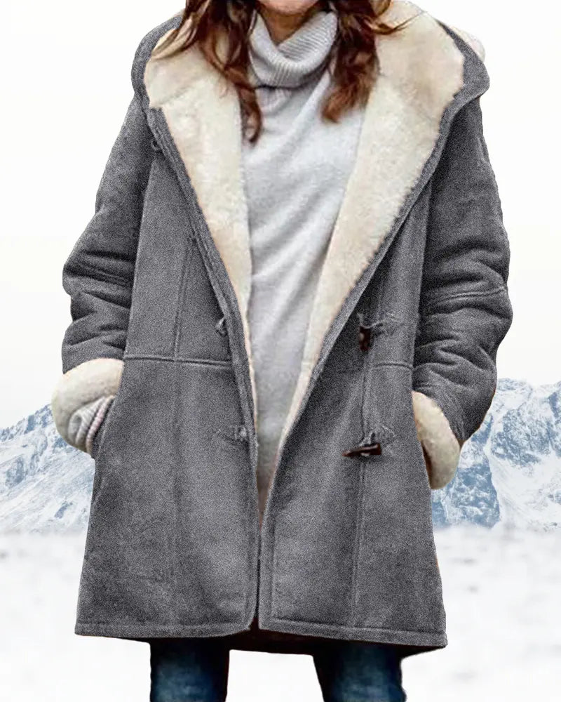 Hooded Coat Wool Look Knee Length