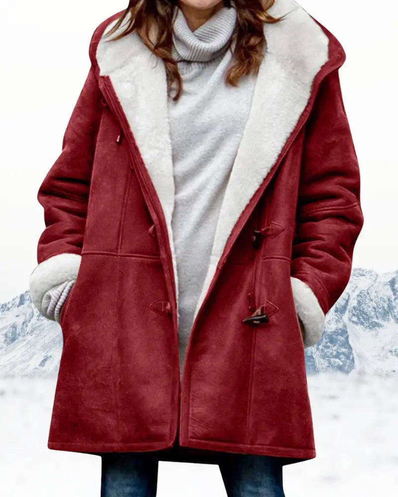 Hooded Coat Wool Look Knee Length