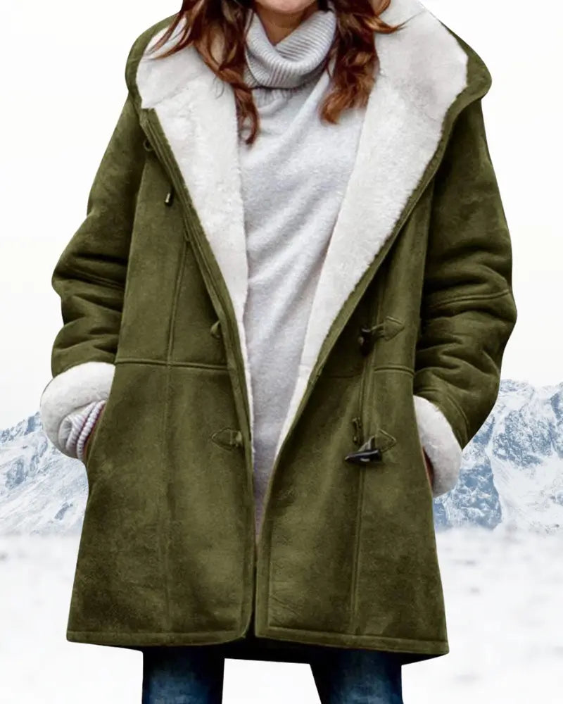 Hooded Coat Wool Look Knee Length