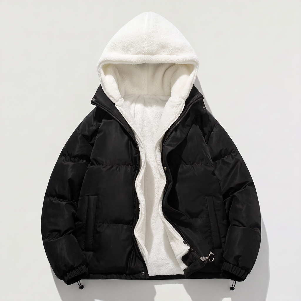 Sherpa Lined Puffer Jacket Hooded Winter