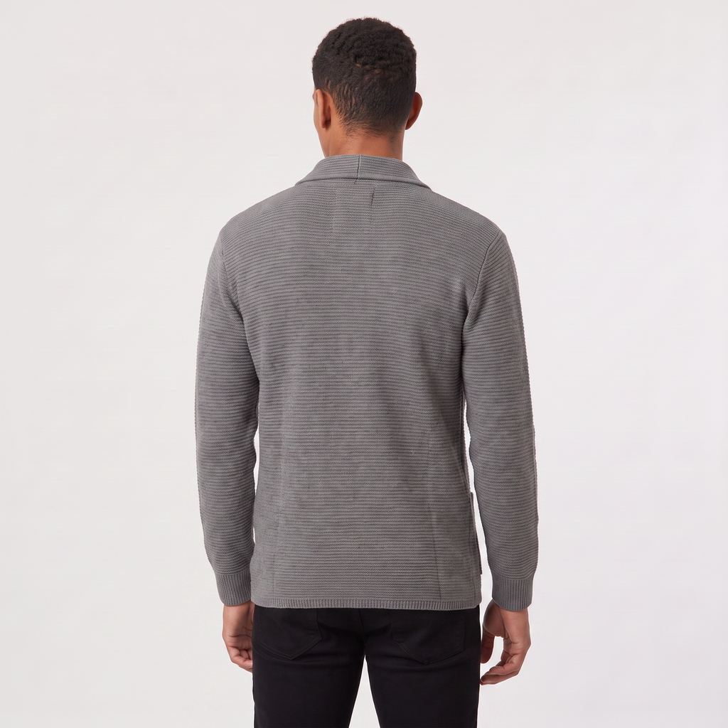 Double-Breasted Knit Cardigan Notched Lapels