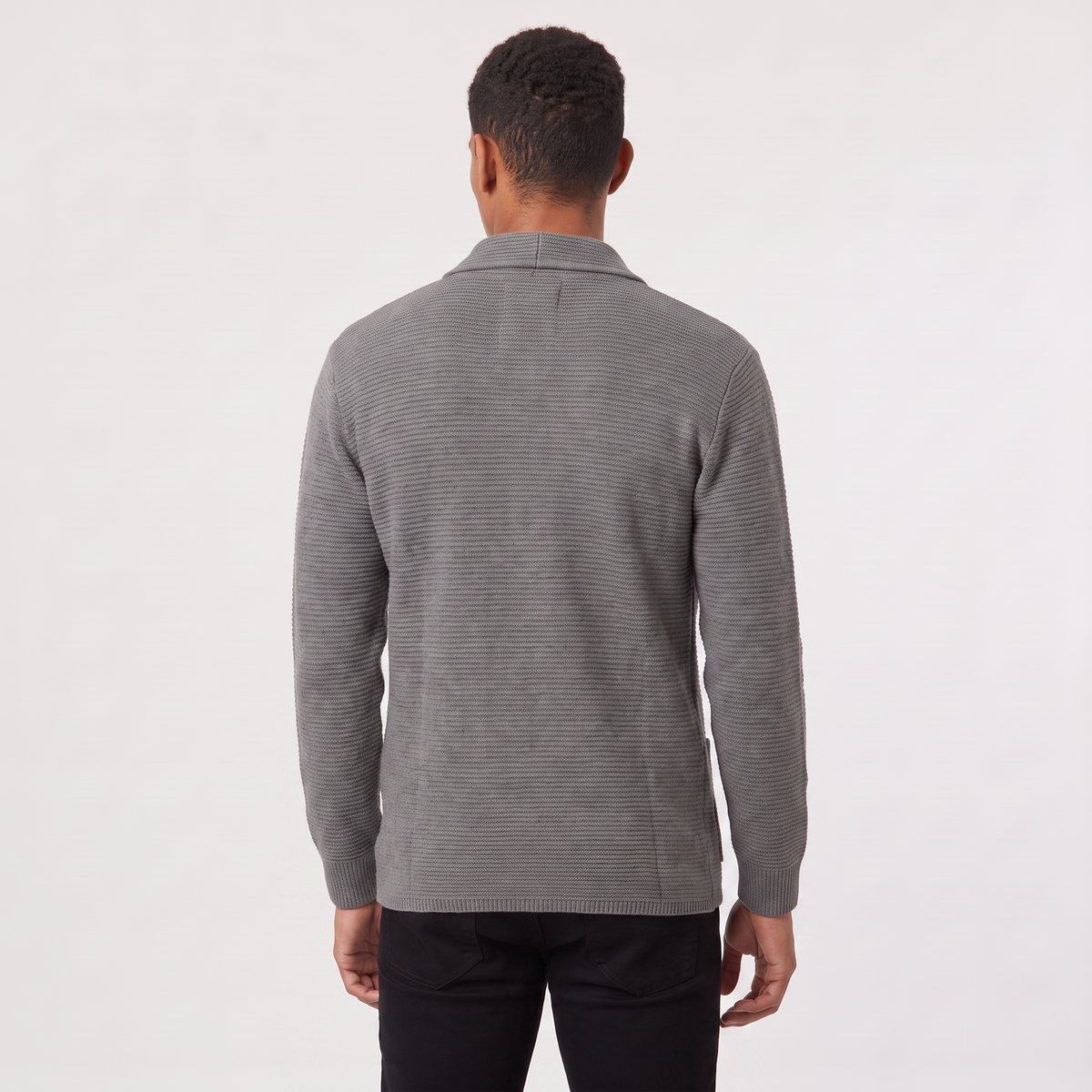 Double-Breasted Knit Cardigan Notched Lapels