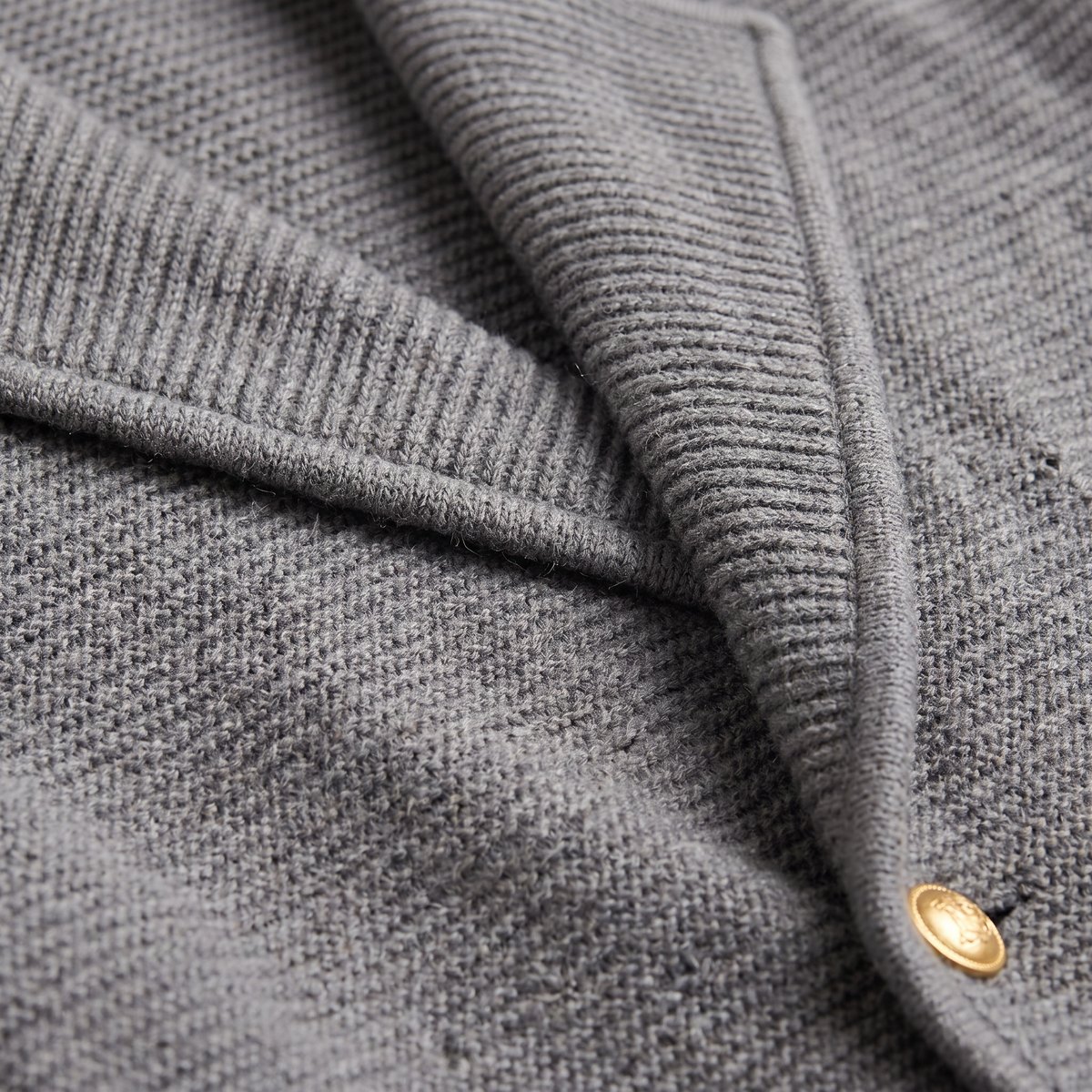 Double-Breasted Knit Cardigan Notched Lapels