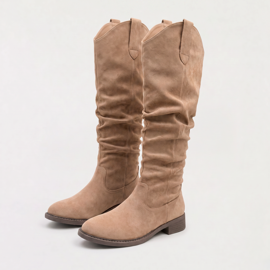 Slouch Boots Knee High Block Heel