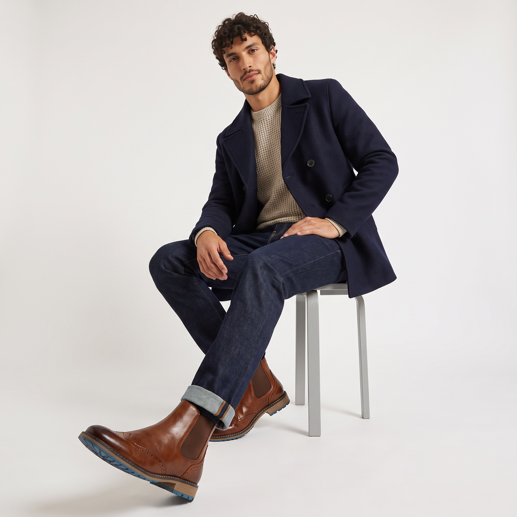 Brogue Chelsea Boots Wingtip Ankle Comfort