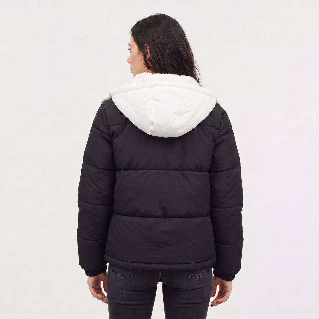 Sherpa Lined Puffer Jacket Hooded Winter