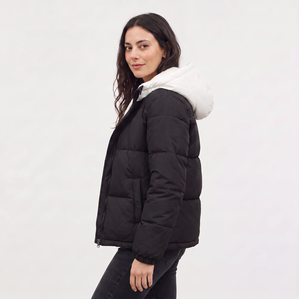 Sherpa Lined Puffer Jacket Hooded Winter