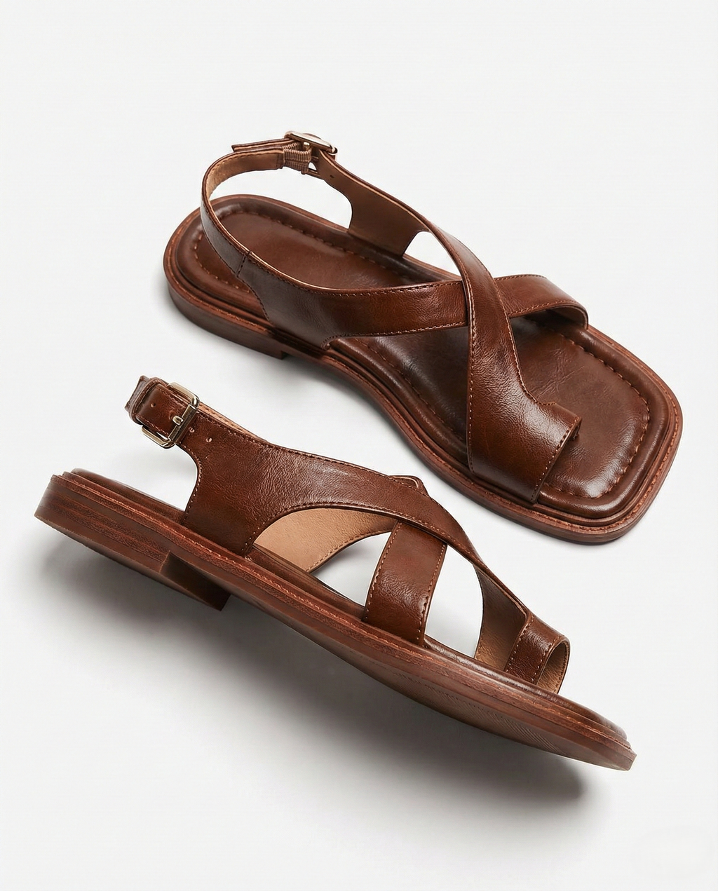 Leather Sandals with Orthopedic Footbed