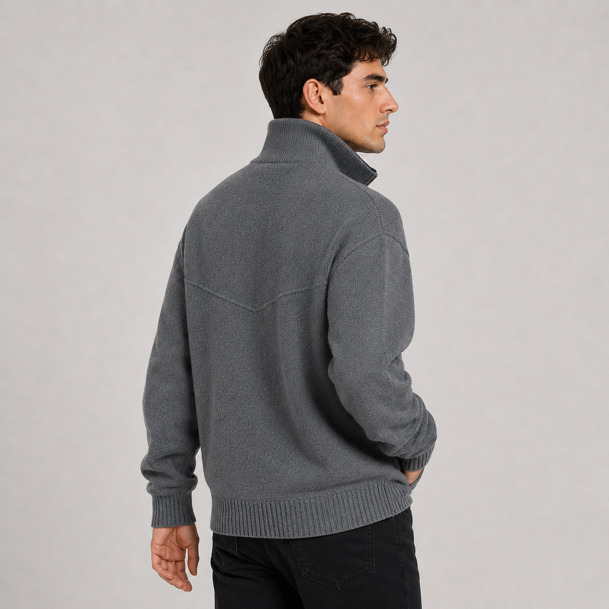 Stand Collar Knit Zip Cardigan