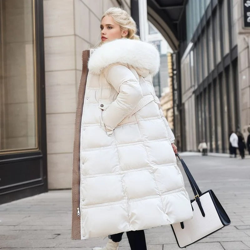 Parka coat with faux fur trimmed hood, product photo