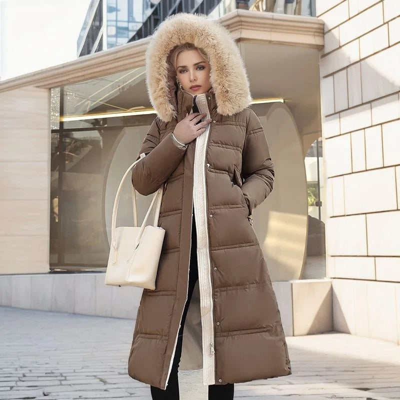 Parka Coat Faux Fur Trim Hood