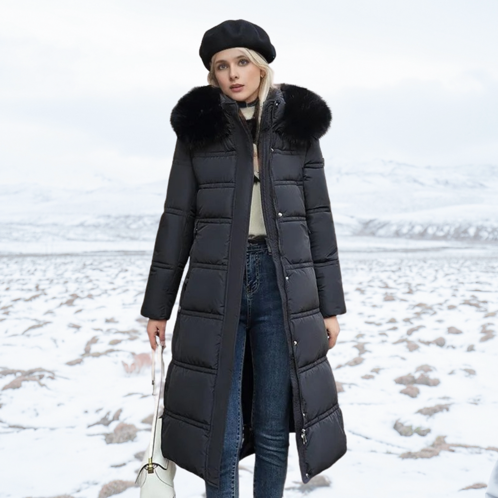 Parka Coat Faux Fur Trim Hood