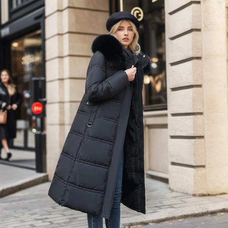 Parka coat with faux fur trimmed hood, product photo