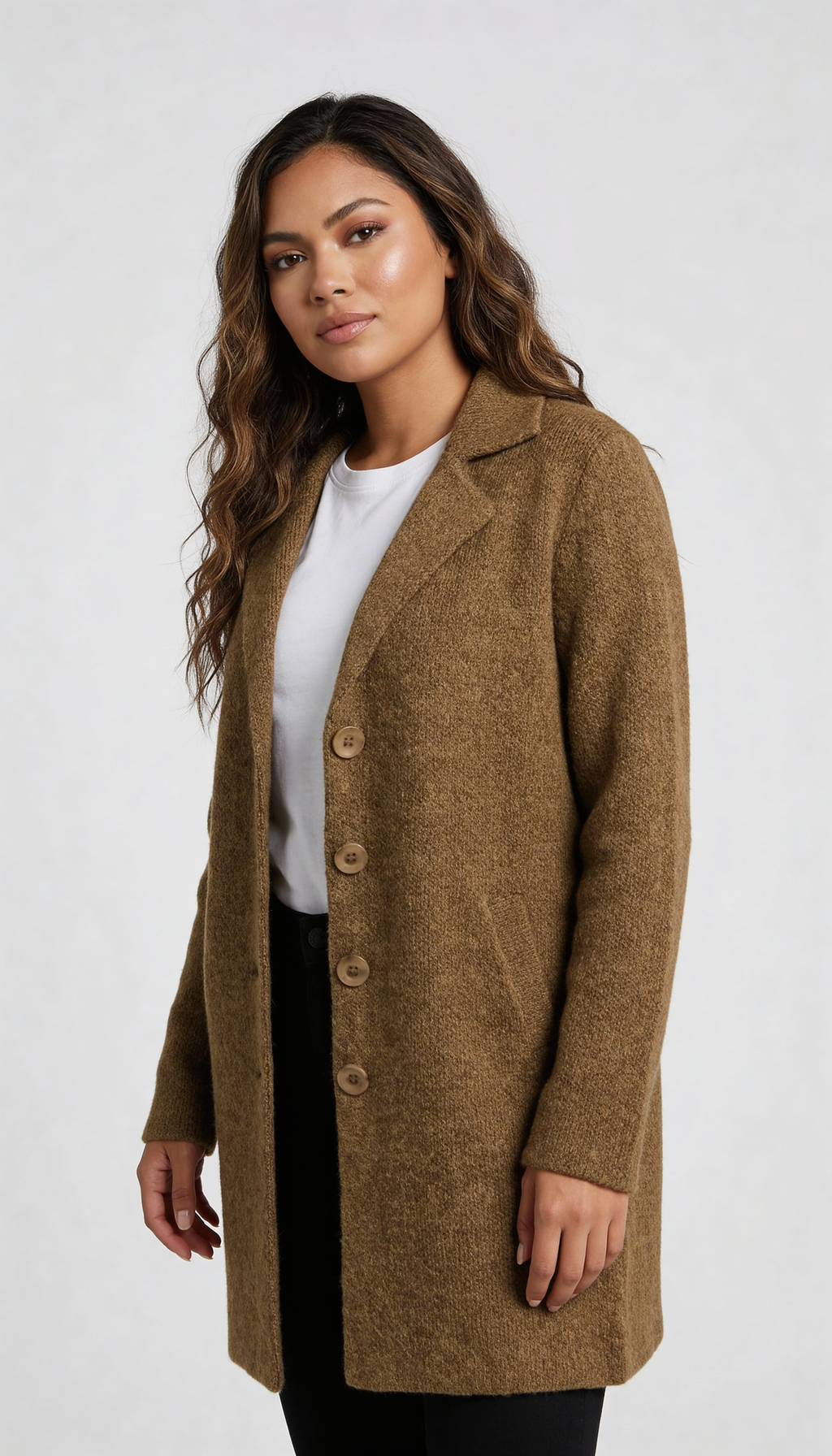 Long Coat Notch Collar Casual