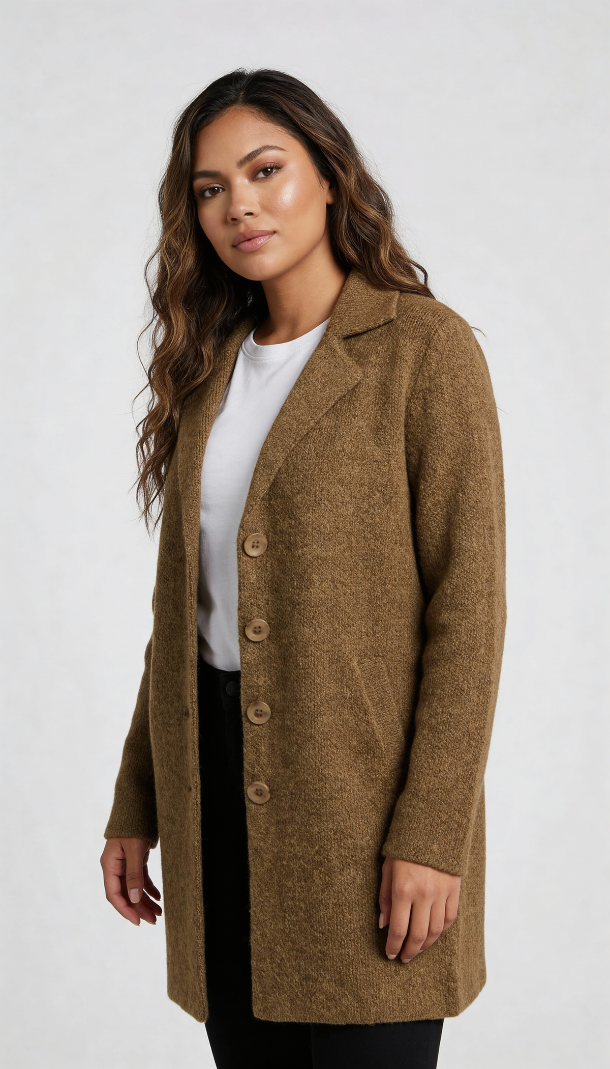 Long Coat Notch Collar Casual