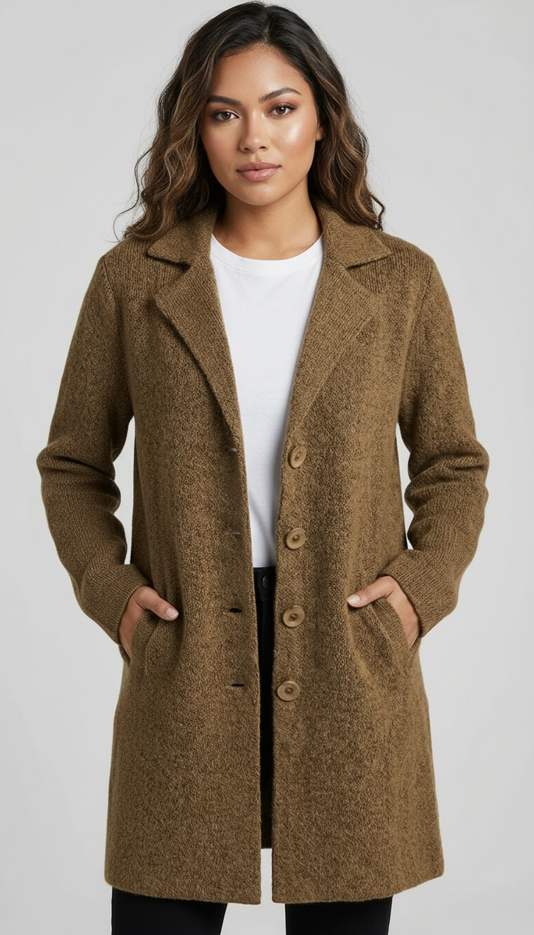 Long Coat Notch Collar Casual