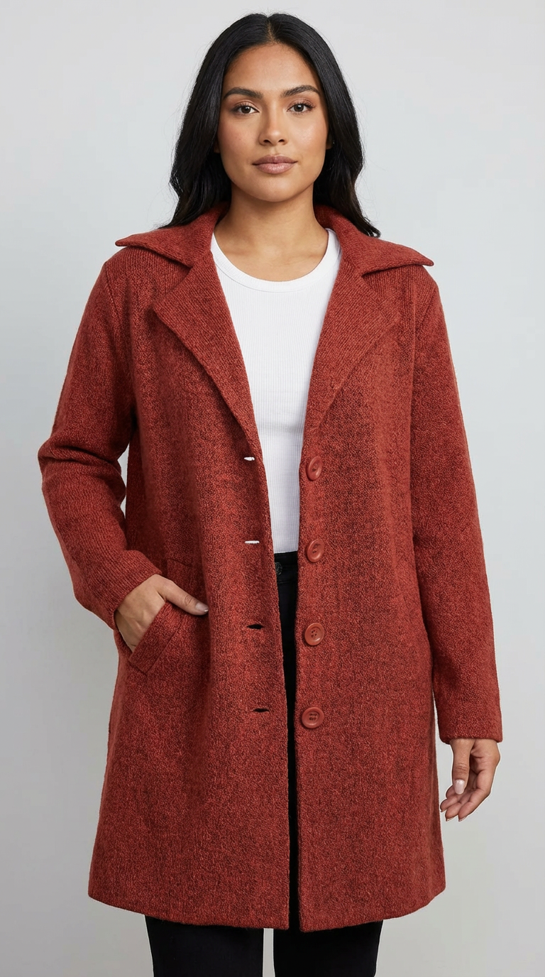 Long Coat Notch Collar Casual