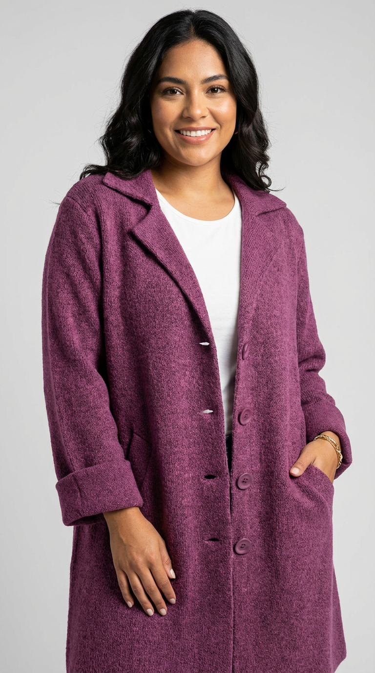 Long Coat Notch Collar Casual