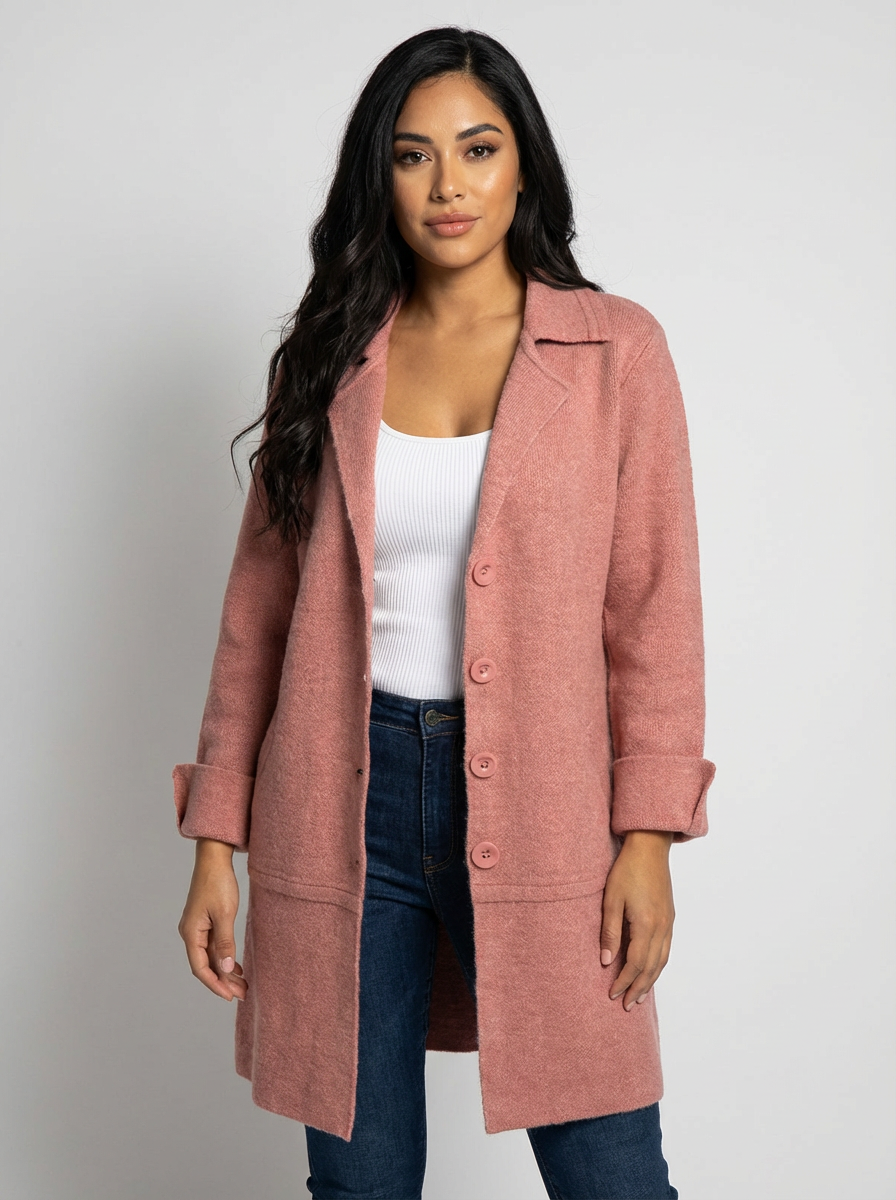 Long Coat Notch Collar Casual
